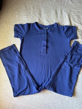 Kyte BABY Deep Blue Short Sleeve Henley Romper